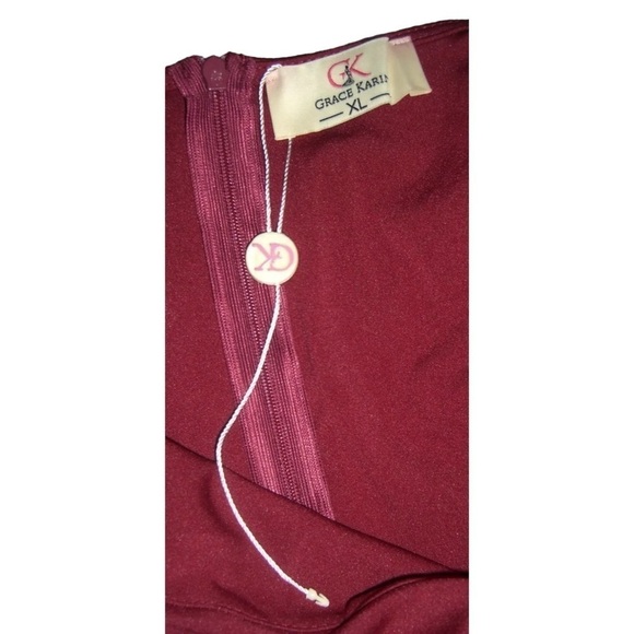 Grace Karin Dress Burgundy Wrap Front Party Cocktail Career Business NWT Sz XL - Picture 7 of 10